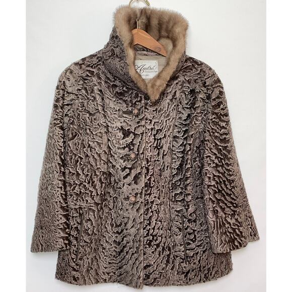 Genuine Andre Exclusive Furs Persian Lamb Coat w/ Blond Mink Collar - Size M/L - Picture 3 of 15